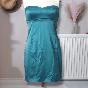 Vintage Y2K Satin Cotton blend Strapless Sweetheart Bodycon Dress